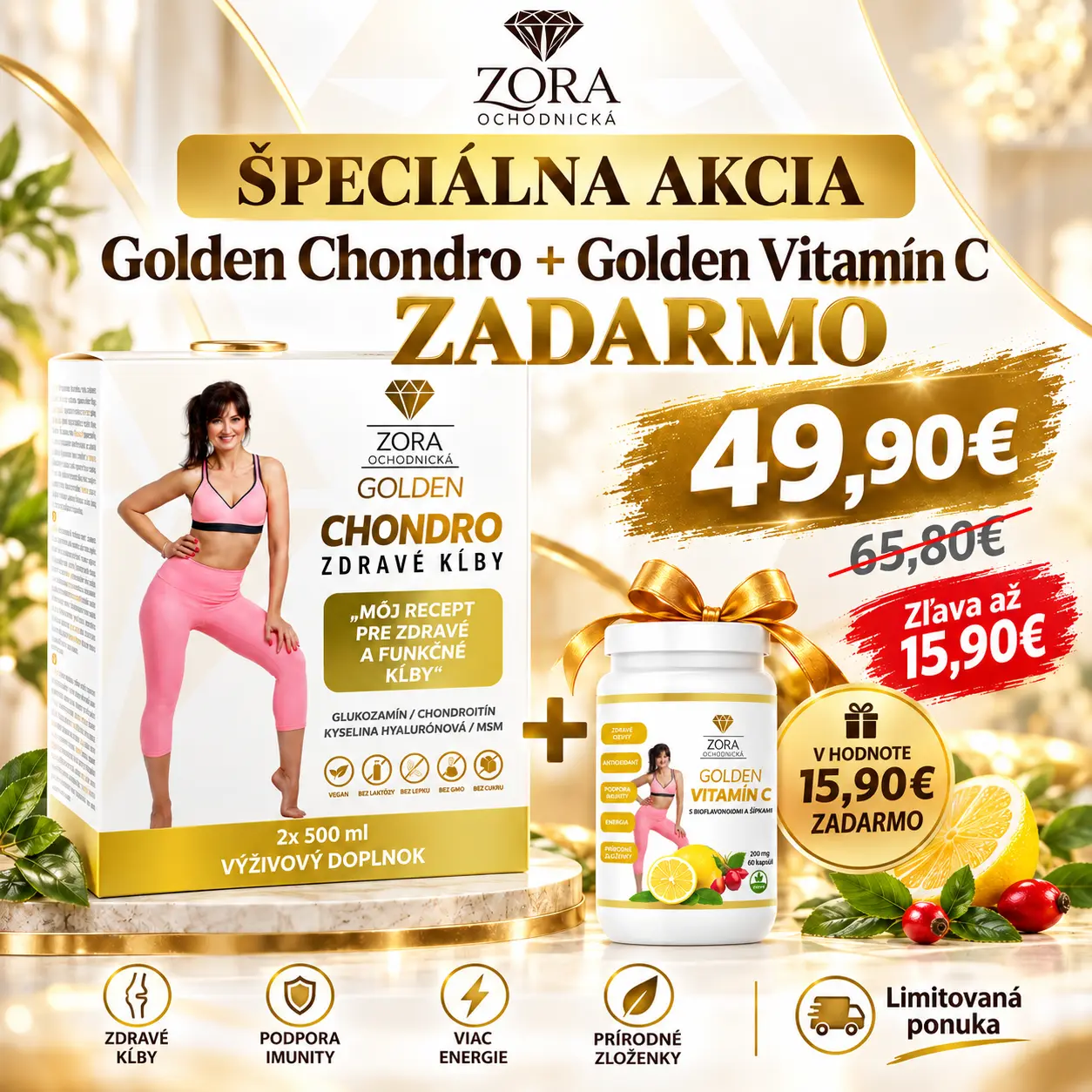 GOLDEN CHONDRO zdravé chrupavky + Golden Vitamín C ZADARMO
